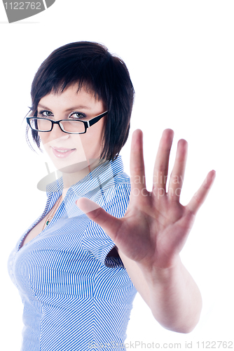 Image of Girl with stop gesture