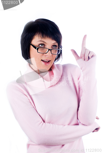 Image of Woman pointing up