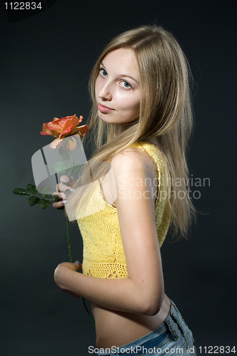 Image of Girl at black background