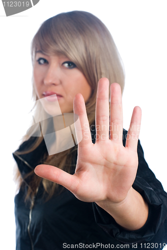 Image of Girl with stop gesture