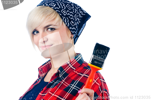 Image of Young woman with paintbrush