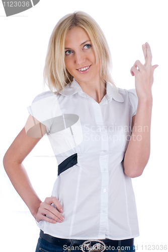 Image of Girl with crossed fingers