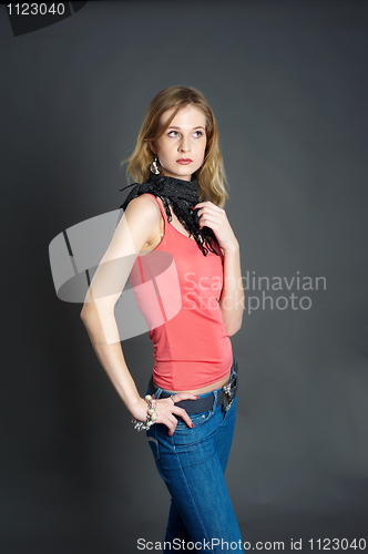 Image of Sexy slim woman with scarf