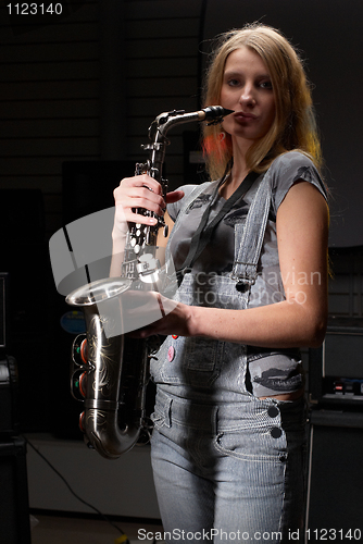 Image of Woman with saxophone