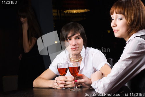 Image of Dating in cafe with red wine