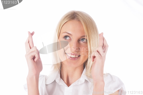 Image of Girl with crossed fingers