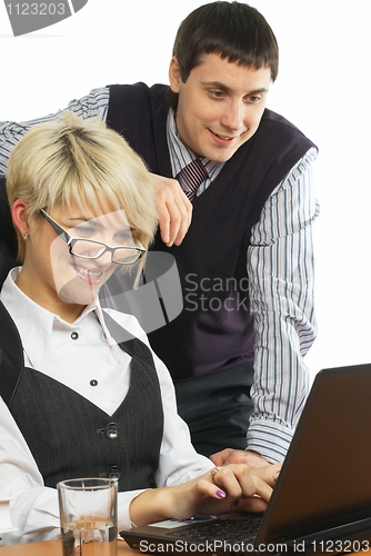 Image of Business team with laptop