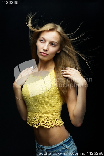 Image of Girl at black background