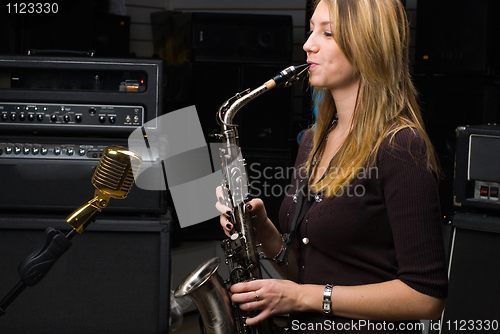 Image of Woman with saxophone