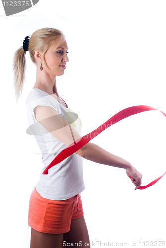 Image of Woman with red tape