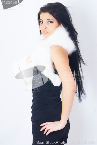 Image of Girl wearing white fur