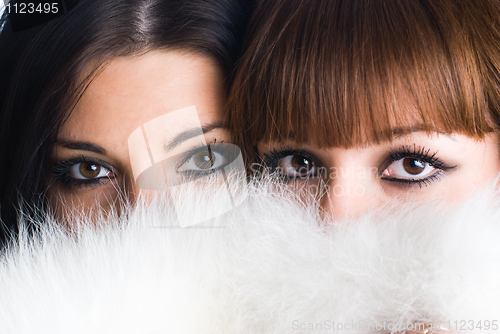 Image of Girl wearing white fur