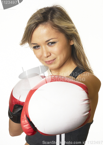 Image of Boxing girl with smile