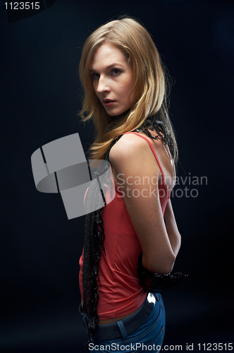 Image of The beautiful girl with black gloves
