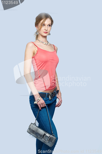 Image of Beautiful woman with bag