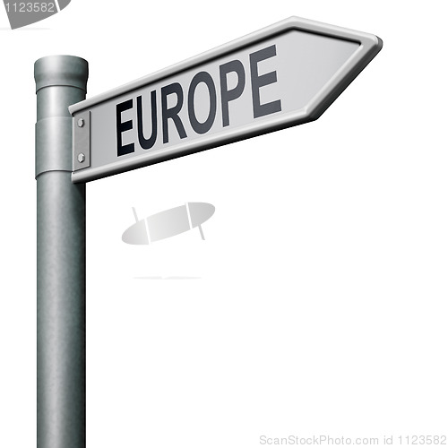 Image of road sign to Europe