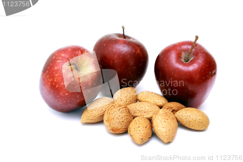 Image of Fresh red apples with nuts