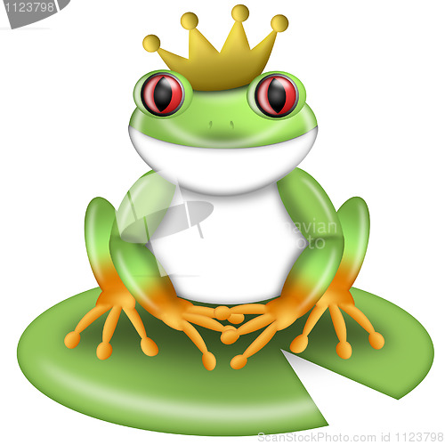 Image of Red-Eyed Green Tree Frog Prince with Crown