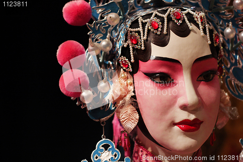 Image of chinese opera dummy and black cloth as text space 
