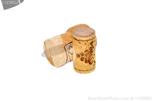 Image of Corks from wine bottles on white background