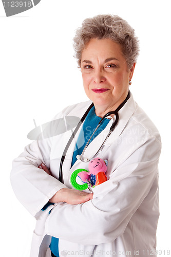 Image of Happy friendly pediatrician doctor nurse