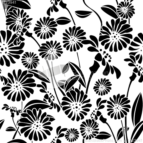 Image of Seamless floral background, graphic pattern