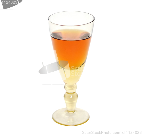 Image of Glass with wine on a white background