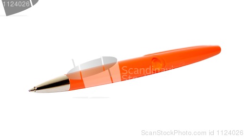 Image of Orange ballpoint pen on a white background