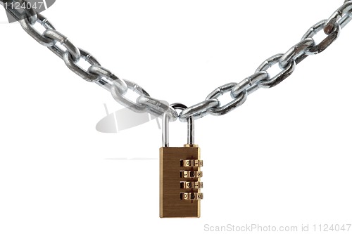 Image of  golden padlock with digital discs hanging on the chain