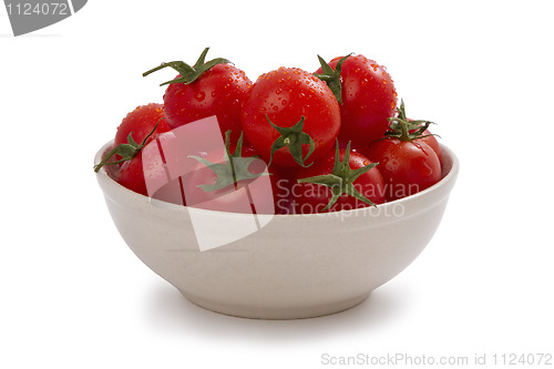 Image of ripe cherry tomatoes on a plate