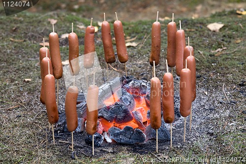 Image of sausages on fire