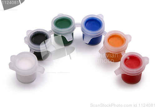 Image of small plastic cups with paint 