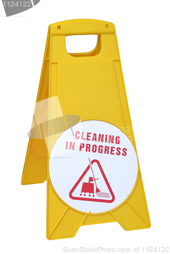 Image of "Cleaning in Progress" sign 