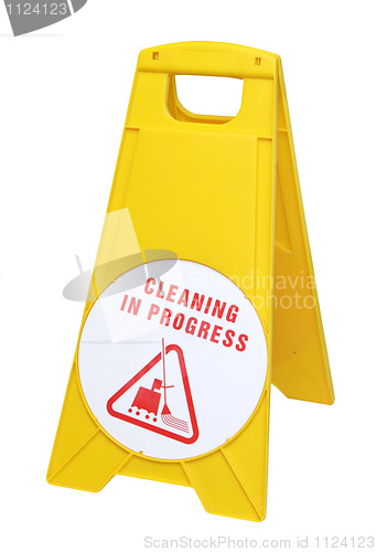 Image of "Cleaning in Progress" sign 