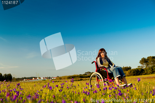 Image of Handicapped woman on wheelchair