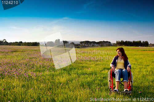 Image of Handicapped woman on wheelchair