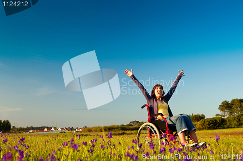 Image of Handicapped woman on wheelchair