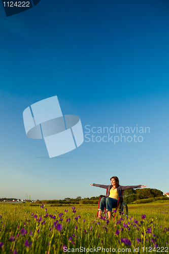 Image of Handicapped woman on wheelchair