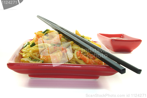 Image of noodles with Asian prawns