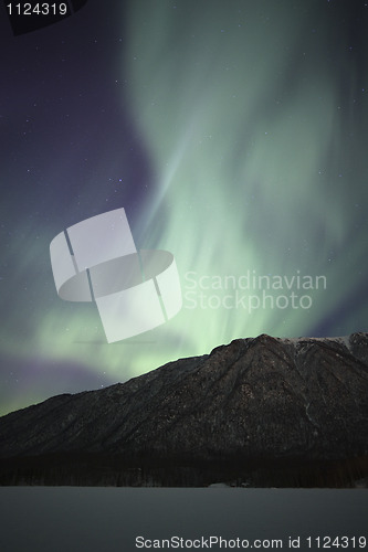 Image of Northern Lights over Mirror Lake near Anchorage AK