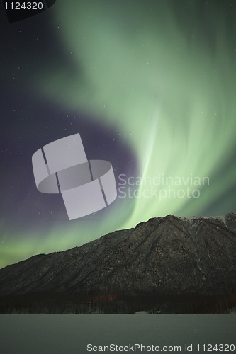 Image of Northern Lights over Mirror Lake near Anchorage AK