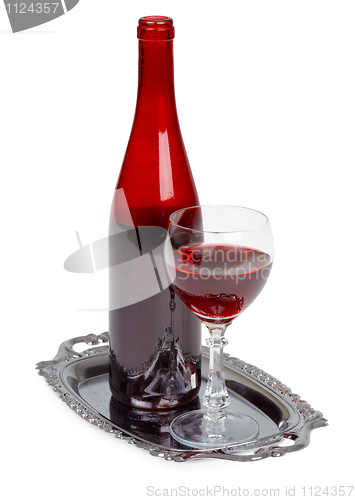 Image of Wine bottle and glass