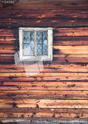 Image of Window on square frame on wall old house - background