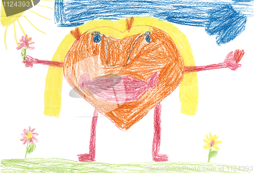 Image of Heart - man painted a child on paper