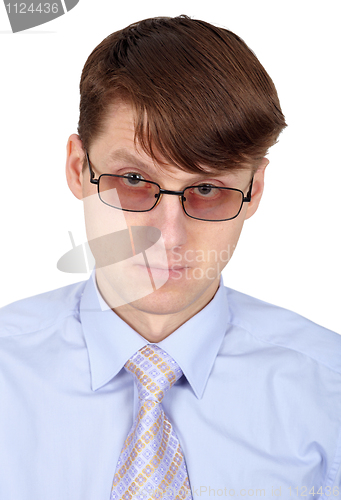 Image of Young handsome man in glasses isolated on white
