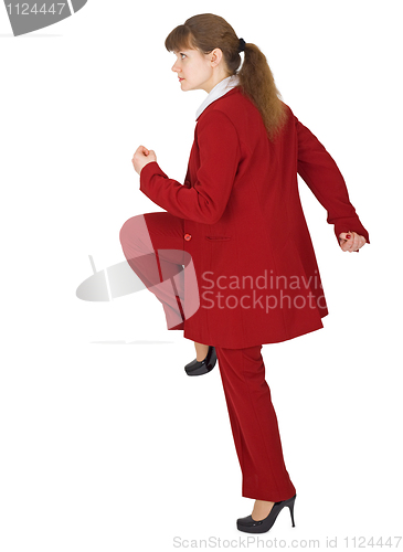 Image of Woman in a dynamic pose on white