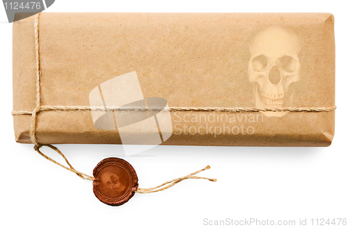 Image of Deadly postal parcel on white background