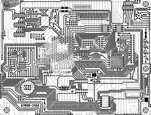 Image of Tech industrial electronic circuit monochrome background