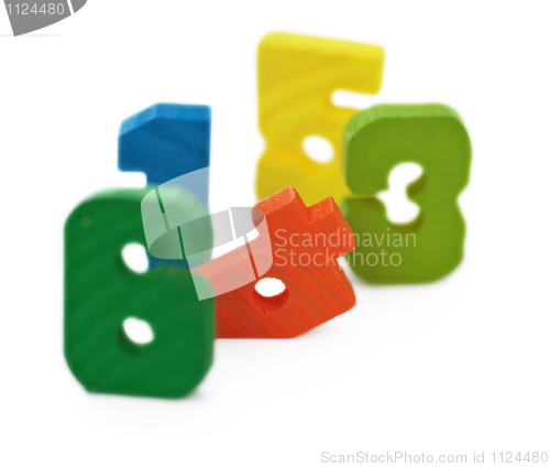 Image of Toy wooden color ciphers, on white