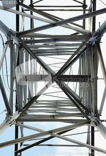Image of High-voltage steel tower - bottom view